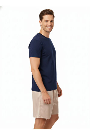 Oppland Erkek Saten Kumaş Şort Düz Renk Beli Lastikli Cepsiz Rahat Kesim Hafif Kumaş