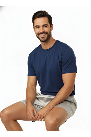 Oppland Erkek Saten Kumaş Şort Düz Renk Beli Lastikli Cepsiz Rahat Kesim Hafif Kumaş