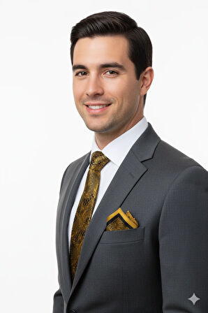 Oppland Erkek Kravat Klasik Mendilli Şık Leke Tutmaz Zirve Model Geniş Tasarım