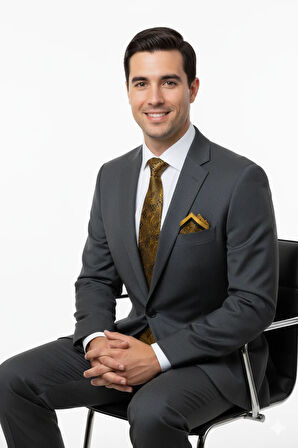 Oppland Erkek Kravat Klasik Mendilli Şık Leke Tutmaz Zirve Model Geniş Tasarım