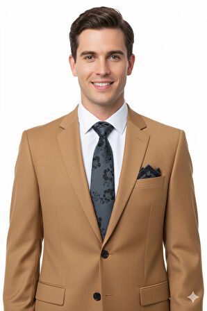 Oppland Erkek Kravat Klasik Mendilli Şık Leke Tutmaz Zirve Model Geniş Tasarım