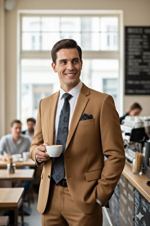 Oppland Erkek Kravat Klasik Mendilli Şık Leke Tutmaz Zirve Model Geniş Tasarım