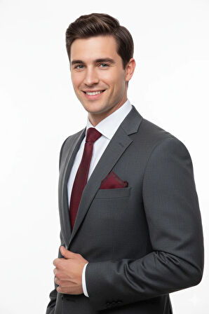 Oppland Erkek Kravat Klasik Mendilli Şık Leke Tutmaz Zirve Model Geniş Tasarım