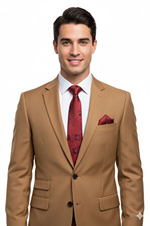 Oppland Erkek Kravat Klasik Mendilli Şık Kolay Şekil Alabilen Leke Tutmaz Mühür Model Geniş Tasarım