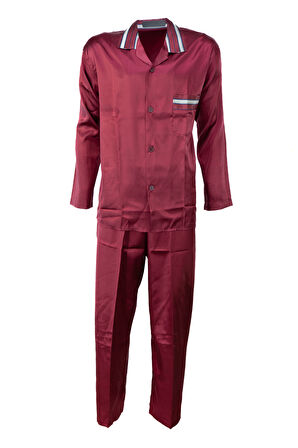 Oppland Erkek Şık Klasik Model Pijama Takımı Premium Saten Kumaş Murcia Model Cepli Tam Kalıp