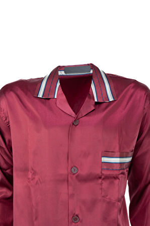 Oppland Erkek Şık Klasik Model Pijama Takımı Premium Saten Kumaş Murcia Model Cepli Tam Kalıp