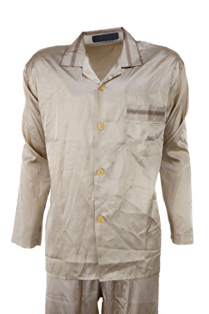 Oppland Erkek Şık Klasik Model Pijama Takımı Premium Saten Kumaş Murcia Model Cepli Tam Kalıp