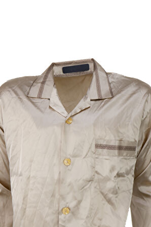 Oppland Erkek Şık Klasik Model Pijama Takımı Premium Saten Kumaş Murcia Model Cepli Tam Kalıp