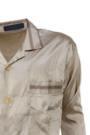 Oppland Erkek Şık Klasik Model Pijama Takımı Premium Saten Kumaş Murcia Model Cepli Tam Kalıp