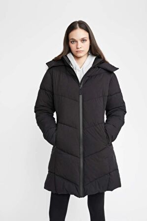 A1558 DeFactoFit Regular Fit Kapüşonlu Polar Astarlı Parka Su Geçirmez Parka