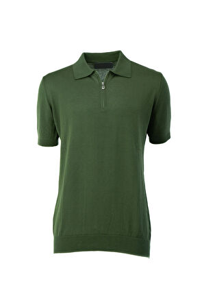 Oppland Erkek Polo Yaka Düz Renk Cepsiz Kısa Kol Tam Kalıp Premium Pamuklu Dokuma ince Triko T-Shirt