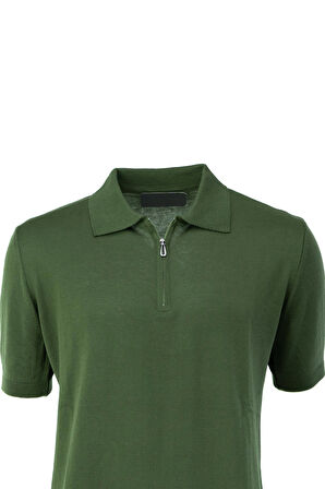 Oppland Erkek Polo Yaka Düz Renk Cepsiz Kısa Kol Tam Kalıp Premium Pamuklu Dokuma ince Triko T-Shirt