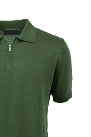 Oppland Erkek Polo Yaka Düz Renk Cepsiz Kısa Kol Tam Kalıp Premium Pamuklu Dokuma ince Triko T-Shirt