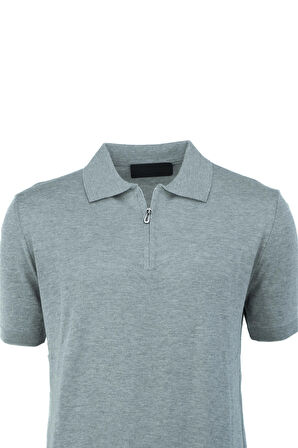 Oppland Erkek Polo Yaka Düz Renk Cepsiz Kısa Kol Tam Kalıp Premium Pamuklu Dokuma ince Triko T-Shirt