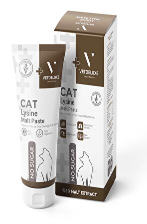 VETDELUXE Lysine Malt Kedi ve Köpekler İçin Göz Sağlığı ve Solunum Yolu Destekleyici Malt Macunu 100 Gr