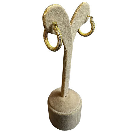 Uretti - İREM 3914 Zirkon Taşlı Minimal Şık Çelik Halka Küpe