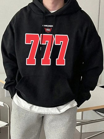 Chicago ABD Numarası 777 Baskılar Erkekler Hoody High Street Casual Tişörtü Gevşek Tüm Maç Sp