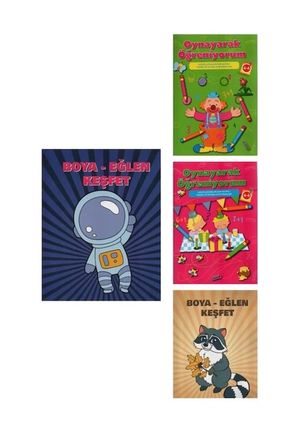 3-6 Yaş Çocuklar İçin Aktivite Ve Boyama Kitapları 4 Kitap