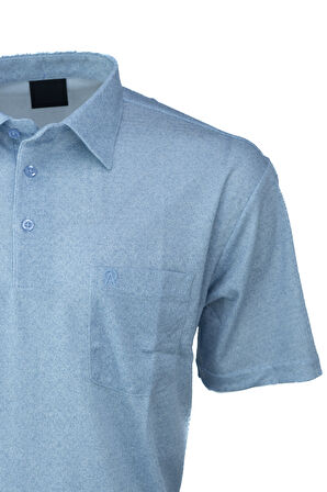 Oppland Erkek Gömlek Yaka Tshirt Cepli Kısa Kollu Carlo Desenli Rahat Kesim Pamuklu Kumaş Yazlık