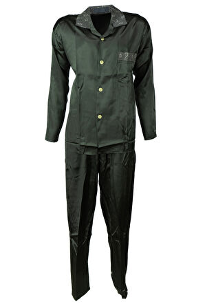 Oppland Erkek Şık Klasik Model Pijama Takımı Premium Saten Kumaş Fermo Model Cepli Tam Kalıp