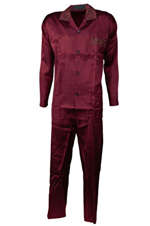 Oppland Erkek Şık Klasik Model Pijama Takımı Premium Saten Kumaş Fermo Model Cepli Tam Kalıp