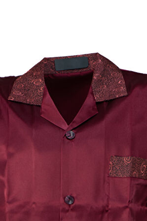 Oppland Erkek Şık Klasik Model Pijama Takımı Premium Saten Kumaş Fermo Model Cepli Tam Kalıp