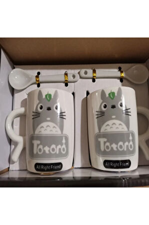 Seramik 150ml Desenli All Right Friend Karikatürlü 2'li Set Kupa