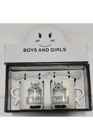 Seramik 150ml Desenli All Right Friend Karikatürlü 2'li Set Kupa