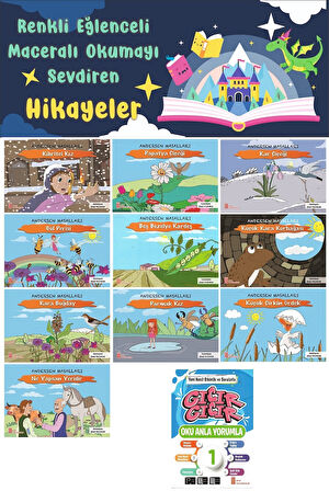 1.Sınıf Oku Anla Yorumla - Renkli Eğlenceli Maceralı Okumayı Sevdiren Hikaye Seti 8 (16 Sayfa)