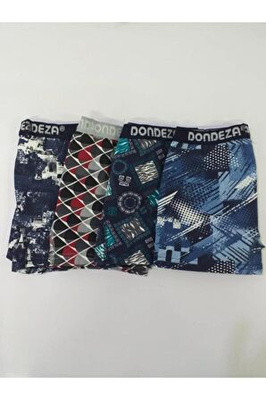 4'lü Paket Dondeza Desenli Erkek Çocuk Boxer