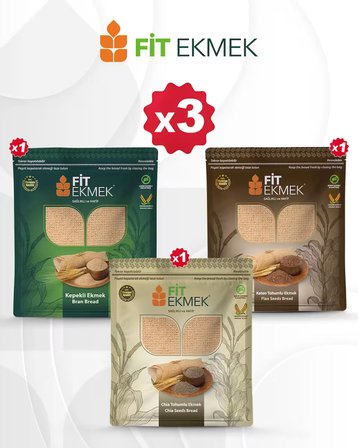 fit Kepekli Lavaş Ekmeği 300gr, Keten Tohumlu Lavaş Ekmeği 300gr ve Chia Lavaş Ekmeği 300gr