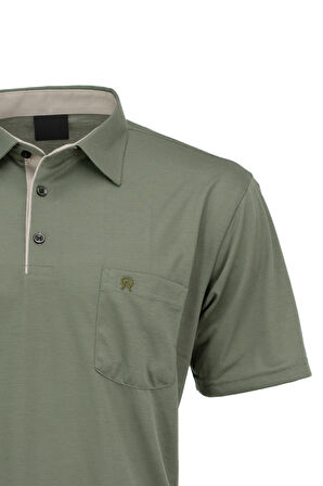 Oppland Erkek Gömlek Yaka Cepli Kısa Kollu Normal Kesim Tam Kalıp Premium Pamuklu Kumaş T-shirt