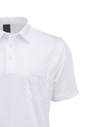Oppland Erkek Gömlek Yaka Cepli Kısa Kollu Normal Kesim Tam Kalıp Premium Pamuklu Kumaş T-shirt