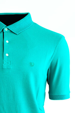 Oppland Erkek Turkuvaz Polo Yaka Kısa Kollu T-shirt Cepsiz Slim Fit Lacos Kumaş