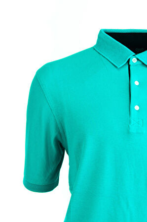 Oppland Erkek Turkuvaz Polo Yaka Kısa Kollu T-shirt Cepsiz Slim Fit Lacos Kumaş
