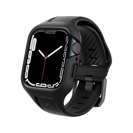 TEHŞİR  Spigen Apple Watch Seri 9/8/7 (41mm) ile Uyumlu Kılıf & Kordon Liquid Air Pro Black - ACS04190