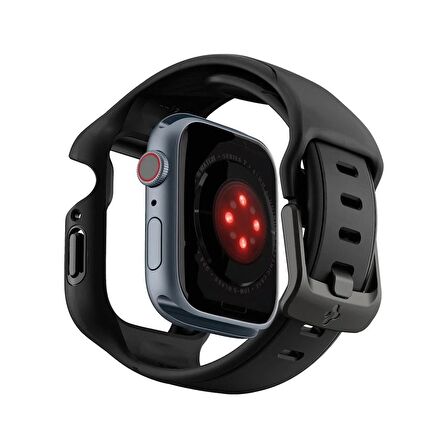 TEHŞİR  Spigen Apple Watch Seri 9/8/7 (41mm) ile Uyumlu Kılıf & Kordon Liquid Air Pro Black - ACS04190