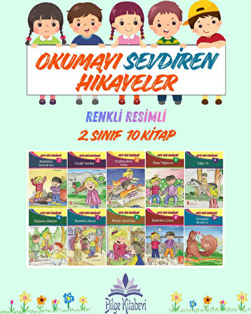 2.Sınıf Okumayı Sevdiren Renkli Resimli Hikayeler  - 10 Kitap