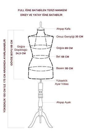 38 Beden Full Iğne Batan Terzi Mankeni Prova Mankeni Vitrin Mankeni