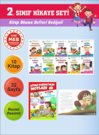 2.Sınıflar İçin Okumayı Sevdiren 10 lu Hikaye Seti 14 (Kitap Okuma Defteri Hediyeli)