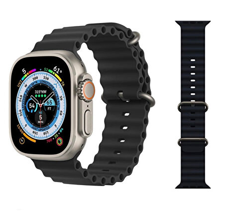 Apple Watch Kordon 3 4 5 6 7 8 SE Ultra Serisi 42 Mm/44 Mm/45Mm/46MM/ 49Mm Uyumlu Ocean Silikon Spor Kayış