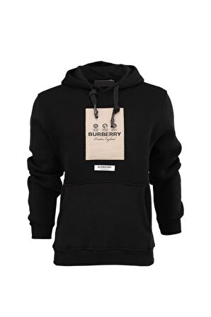 Erkek Kışlık London Premium Pamuklu Kumaş Üç iplik Kapüşonlu Kanguru Cepli Sweatshirt