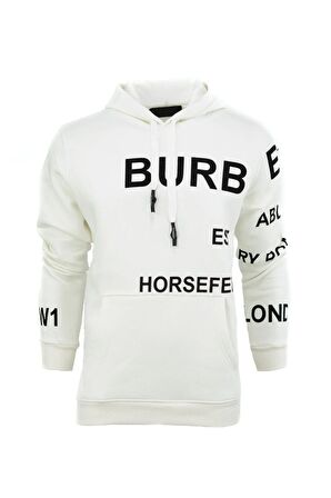 Erkek Kışlık Bur Premium Pamuklu Kumaş Üç iplik Kapüşonlu Kanguru Cepli Sweatshirt Logolu