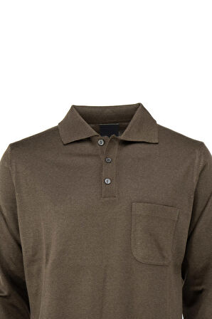 Oppland Erkek Uzun Kollu Polo Yaka Düz Renk Klasik Model Rahat Kesim ince Yünlü Dokuma Kazak