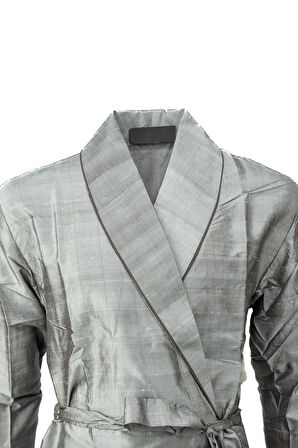 Oppland Erkek Şık Klasik Model Röpteşambır Premium Poplin Saten Çınar Model Cepli Rob Beli Kuşaklı