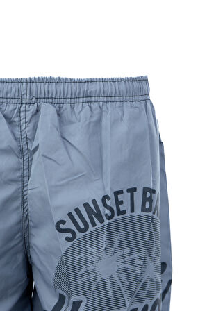 Oppland Erkek Deniz Havuz Şortu Sportif Baskılı Beli Lastikli ve Bağcıklı Cepli SuTutmayan Rahat