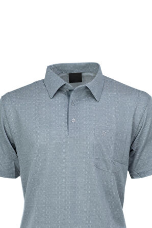 Oppland Erkek Pamuklu Kumaş T-Shirt Düğmeli Gömlek Yaka Cepli Kısa Kol Desenli Rahat Kesim Tam Kalıp