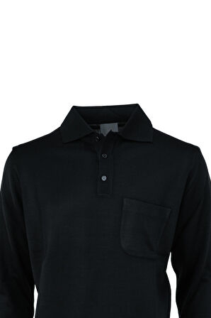 Oppland Erkek Mevsimlik Yünlü Örme Klasik Gömlek Yaka Kazak Düğmeli Cepli Rahat Kesim Tam Kalıp