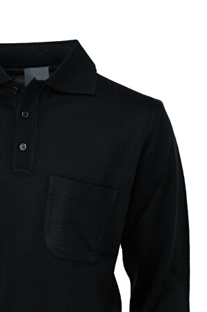 Oppland Erkek Mevsimlik Yünlü Örme Klasik Gömlek Yaka Kazak Düğmeli Cepli Rahat Kesim Tam Kalıp