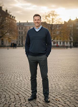 Oppland Erkek Kışlık Kazak Rahat Kesim Triko Dokuma V Yaka Desenli Klasik ve Şık